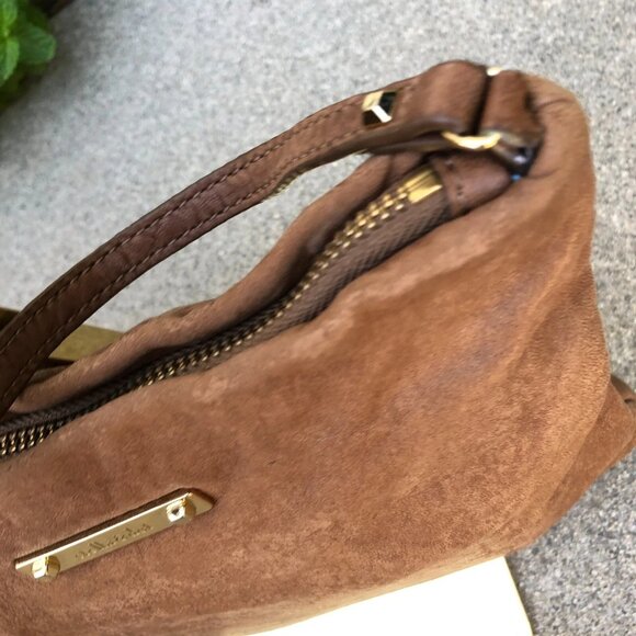 STELLA & DOT Leather Chain Crossbody Purse Brown Bag Zipper Womens - Picture 12 of 13